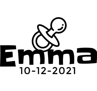 Maglietta bebè nome, data e ciuccio - TenStickers