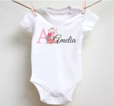 Maglietta bebè completo personalizzato con maialino carino - TenStickers