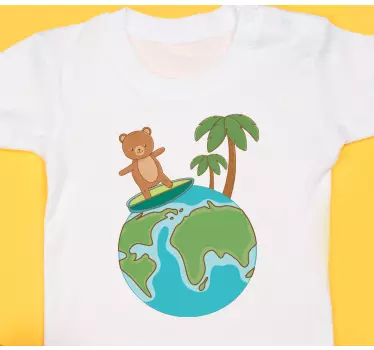 Maglietta bebè orsetto carino surfista globale - TenStickers