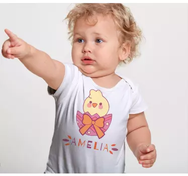 Maglietta bebè pulcino carino con fiocco - TenStickers