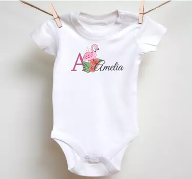 Maglietta bebè un fenicottero e fiori - TenStickers