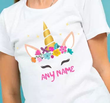 Maglietta bebè unicorno fiorito personalizzata - TenStickers