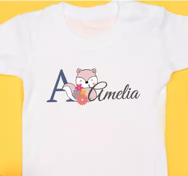 Maglietta bebè volpe iniziale floreale - TenStickers