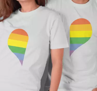 Maglietta fidanzati a forma di cuore colorato - TenStickers
