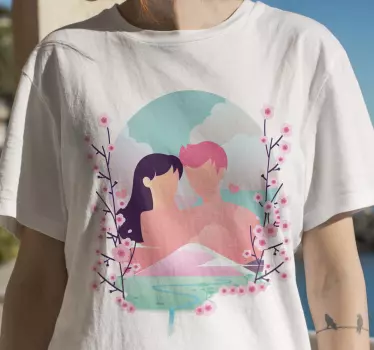 Maglietta fidanzati amore fiorito romantico - TenStickers