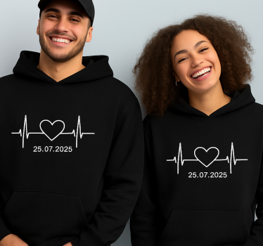 Felpa battito cardiaco con nome personalizzato - TenStickers