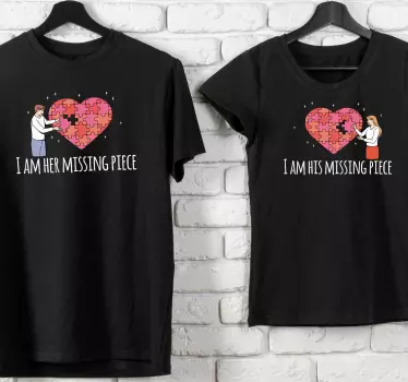 Maglietta fidanzati connessione cuore puzzle - TenStickers