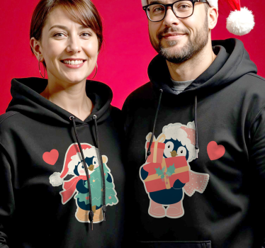 Maglietta fidanzati coppia di pinguini innamorati a natale - TenStickers