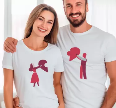Maglietta fidanzati cuori uniti insieme - TenStickers