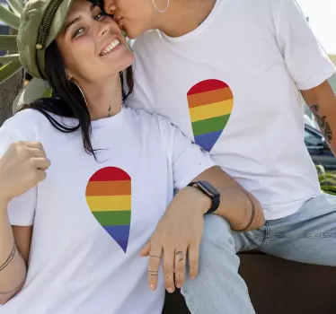 Maglietta fidanzati forma cuore amore - TenStickers