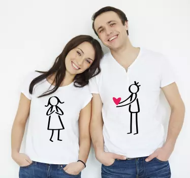 Maglietta fidanzati gesto del cuore coppia - TenStickers