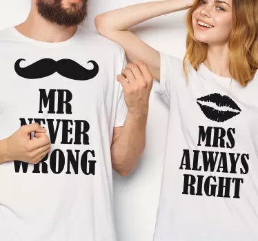 Maglietta fidanzati lui mai in errore lei sempre giusta - TenStickers