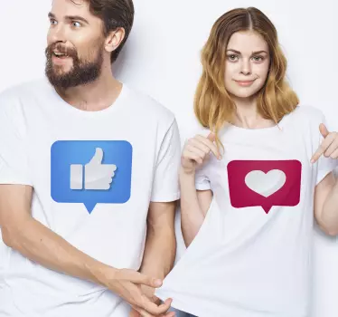 Maglietta fidanzati corrispondenza sui social media - TenStickers