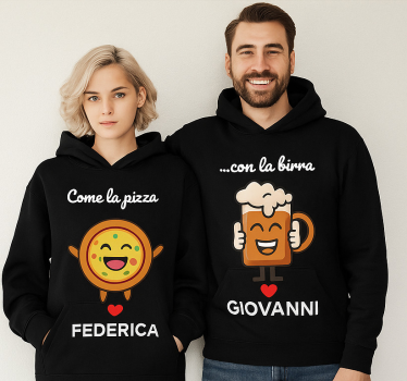 Felpa mangiare la pizza con la birra - TenStickers