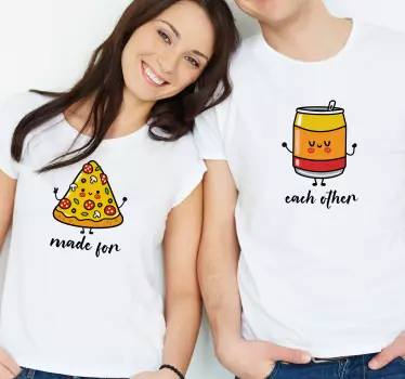 Maglietta fidanzati pizza e bibita insieme - TenStickers