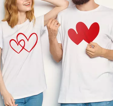 Maglietta fidanzati stile coppia cuore rosso - TenStickers
