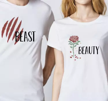 Maglietta fidanzati tema belle e la bestia - TenStickers