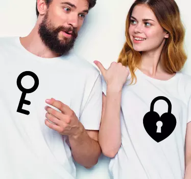Maglietta fidanzati tema chiave e serratura - TenStickers