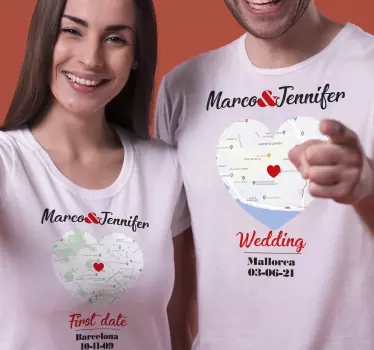 T-shirt fidanzati Luoghi di momenti speciali - TenStickers
