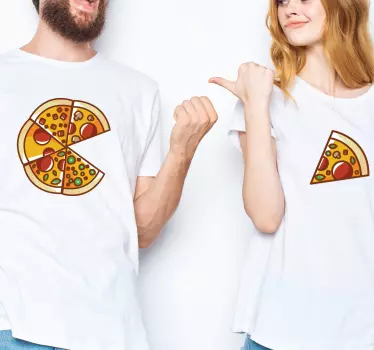 T-shirt fidanzati Pizza coincidente en trozos - TenStickers