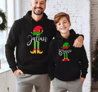 Maglietta personalizzata Natale famiglia degli elfi - TenStickers