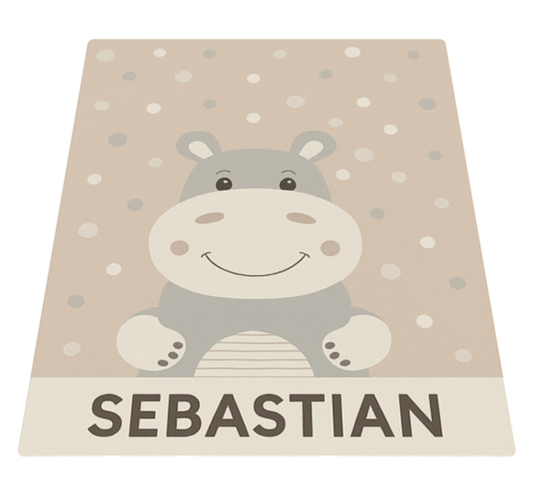 Tappeto vinile per bambini ippopotamo beige personalizzato - TenStickers