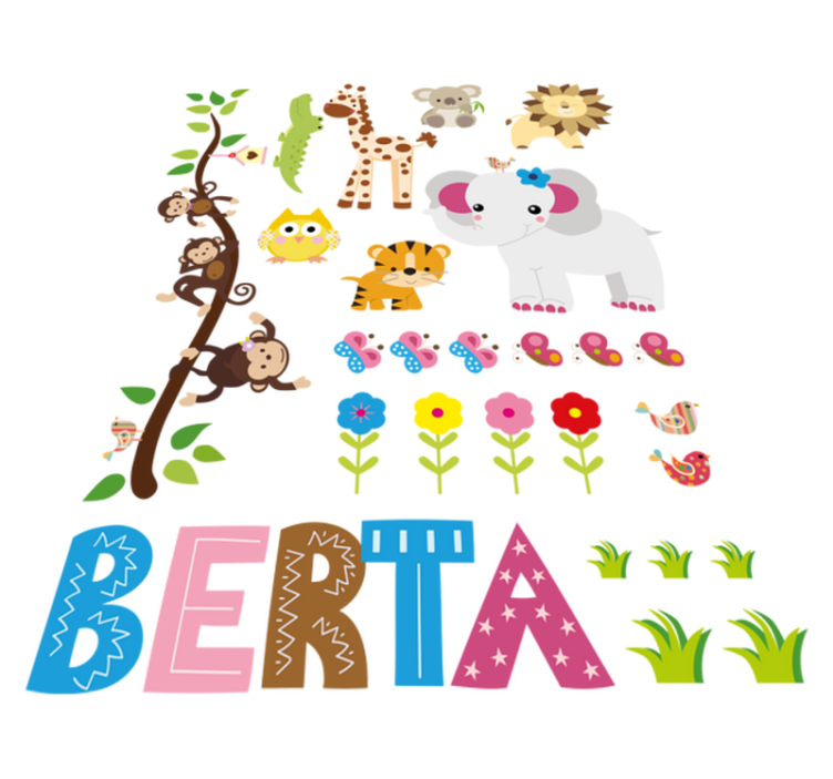 Tappeto vinile animali albero della giungla con nome - TenStickers