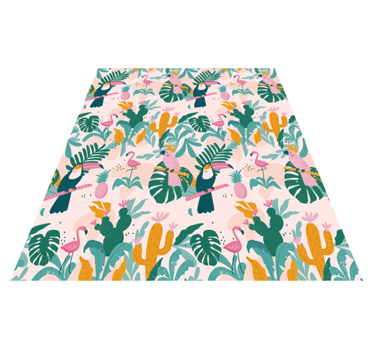 Tappeto vinile animali uccelli tropicali e foglie - TenStickers