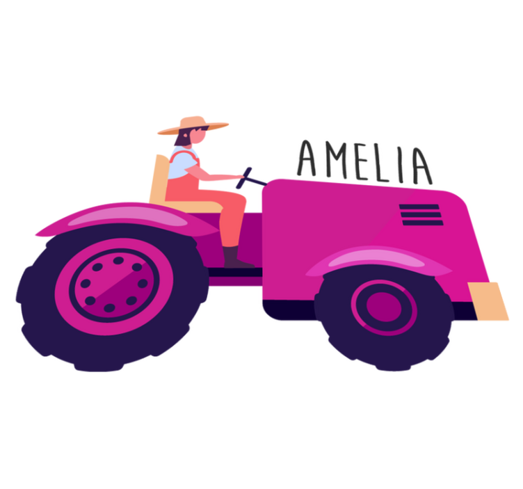 Tappeto vinile animali avventura personalizzata con trattore - TenStickers