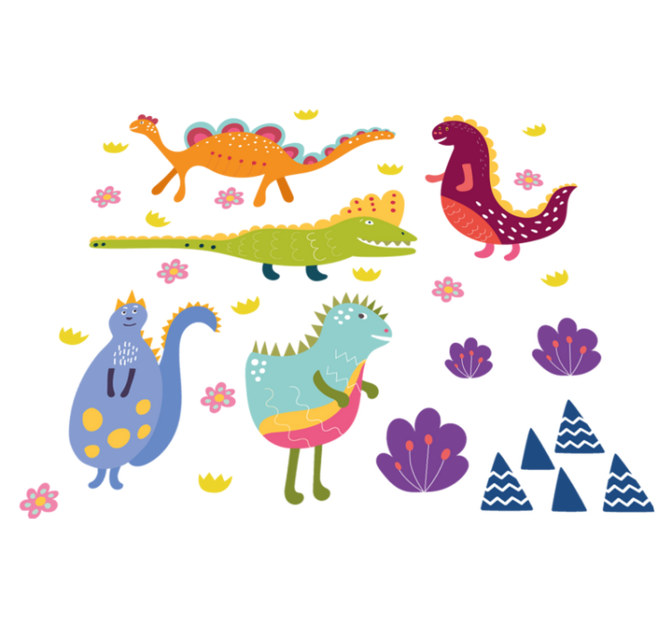 Tappeto vinile animali personaggi dinosauri colorati - TenStickers