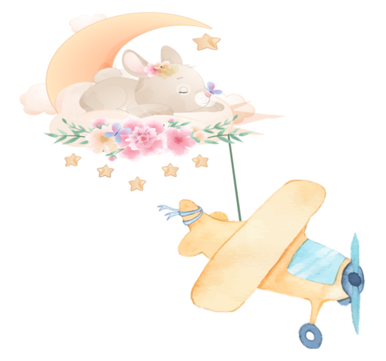 Tappeto vinile animali coniglio che dorme sulla luna - TenStickers
