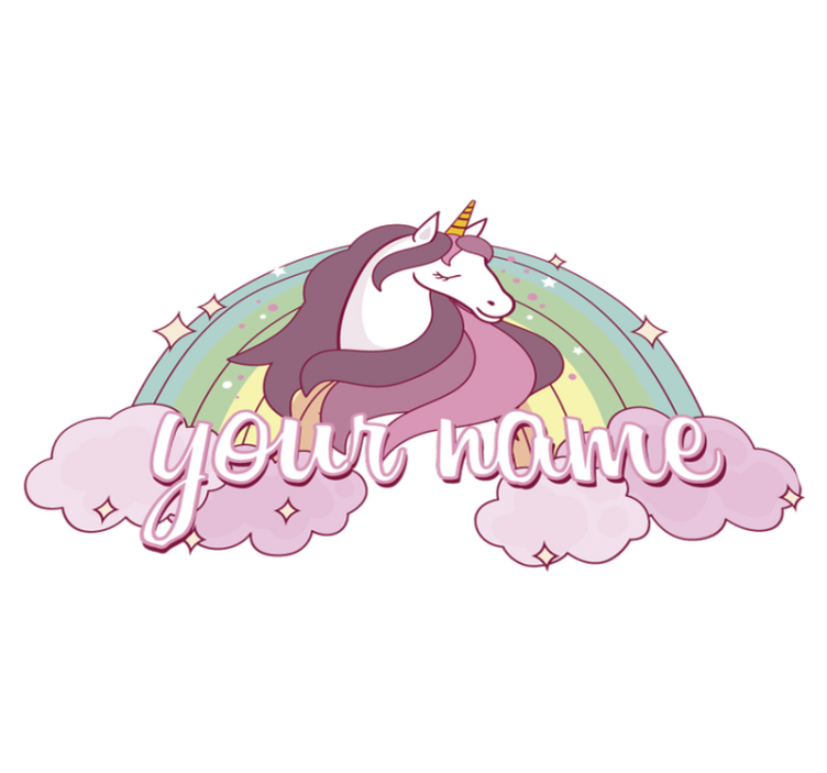 Tappeto vinile animali unicorno rosa con nome - TenStickers