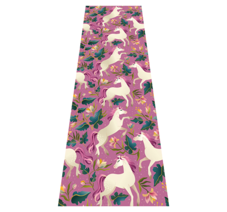 Tappeto vinile animali design cavallo rosa floreale - TenStickers