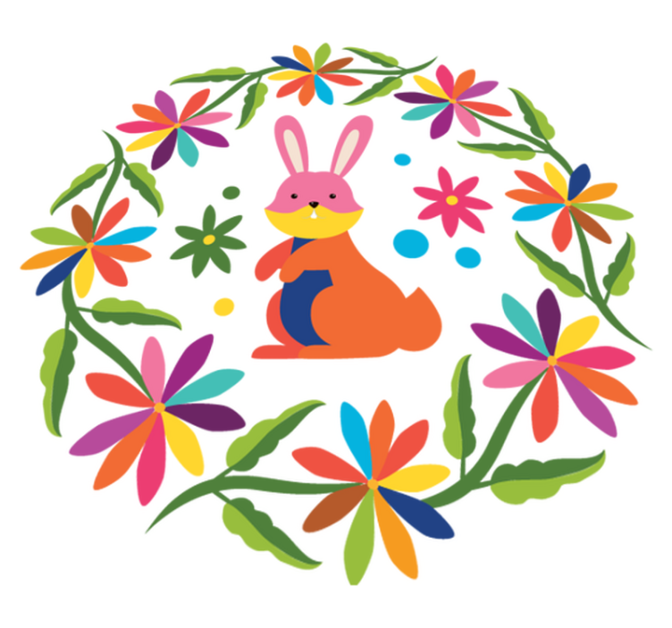Tappeto vinile animali design con coniglio colorato - TenStickers