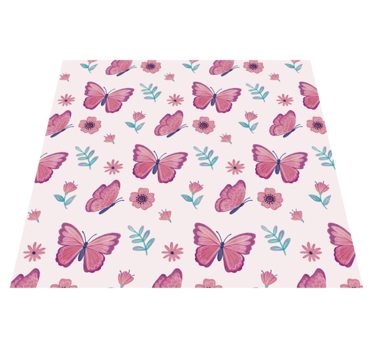 Tappeto vinile animali composizione farfalla fiore - TenStickers