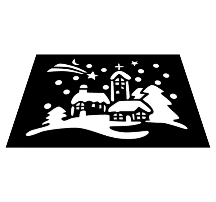 Tappeto vinile natale città bianco e nero - TenStickers