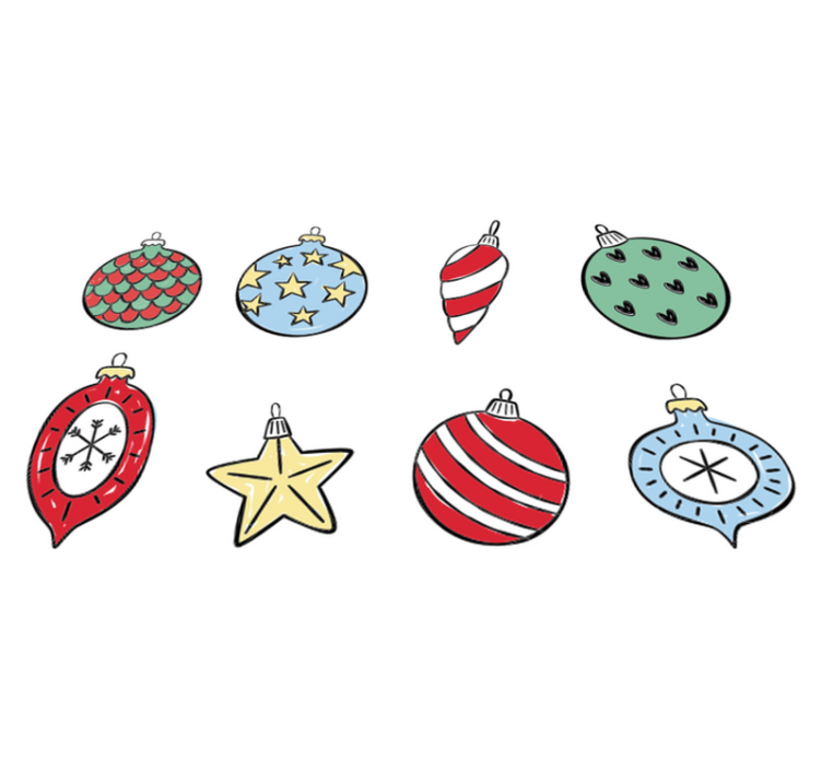 Tappeto vinile natale set di palline natalizie vintage - TenStickers