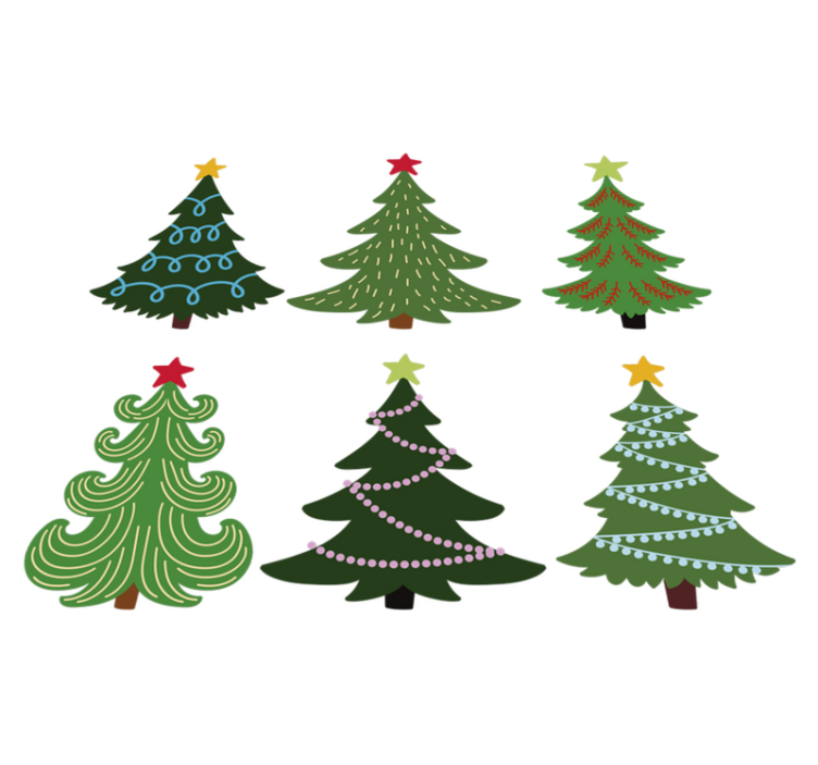 Tappeto vinile natale set alberi di natale colorati - TenStickers