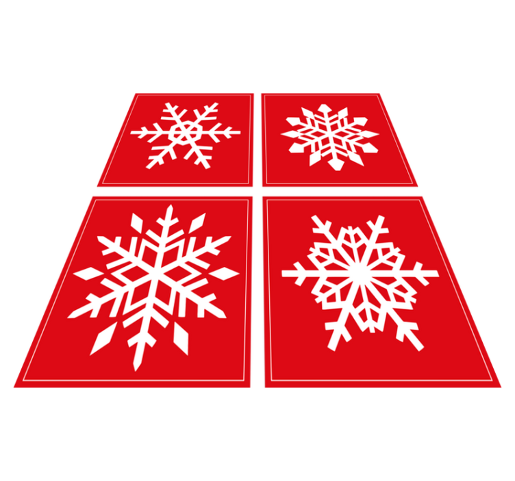 Tappeto vinile natale fiocchi di neve rossi - TenStickers