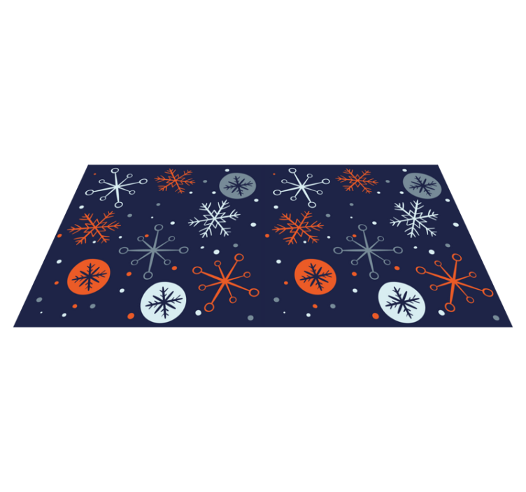 Tappeto vinile natale fiocchi di neve blu e arancio - TenStickers