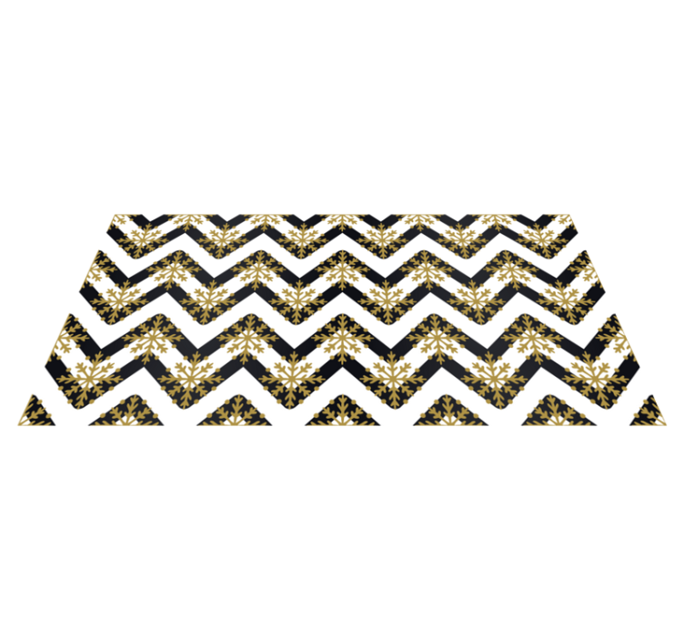 Tappeto vinile natale fiocchi d'oro su strisce zig zag - TenStickers