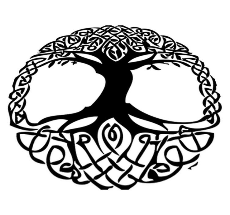Tappeto vinile fiori albero nero celta - TenStickers