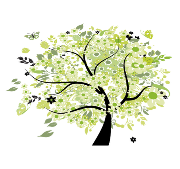 Tappeto vinile fiori albero verde di primavera - TenStickers