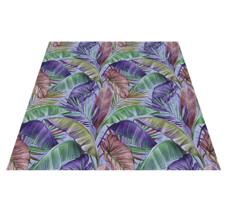 Tappeto vinile fiori design foglie viola - TenStickers