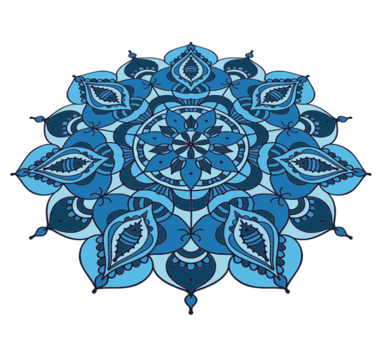 Tappeto vinile fiori mandala blu loto - TenStickers