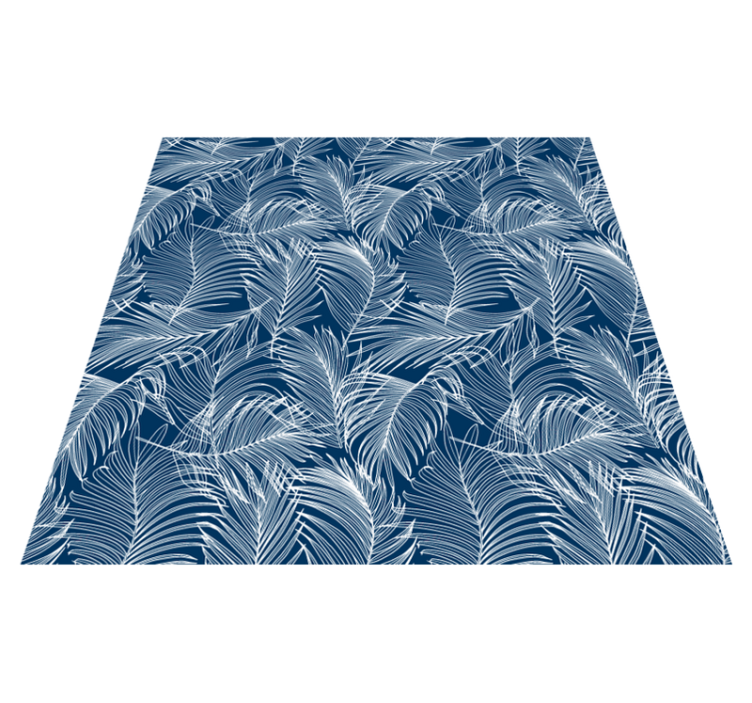Tappeto vinile fiori foglie blu eleganti - TenStickers
