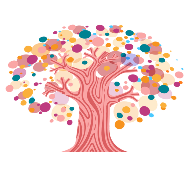 Tappeto vinile fiori silhouette di albero colorato - TenStickers