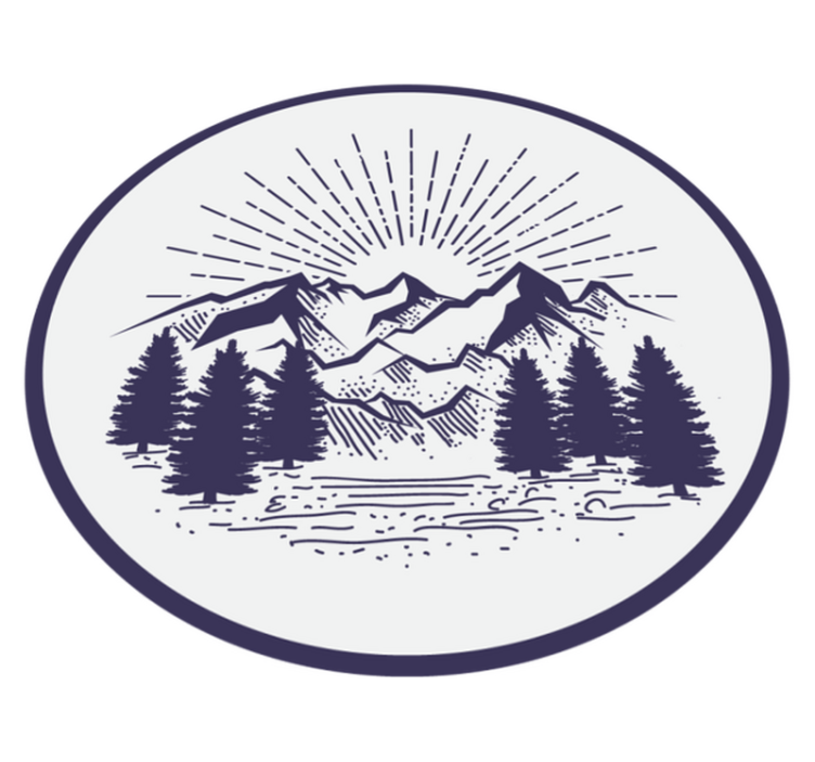 Tappeto vinile fiori paesaggio montano circolare - TenStickers