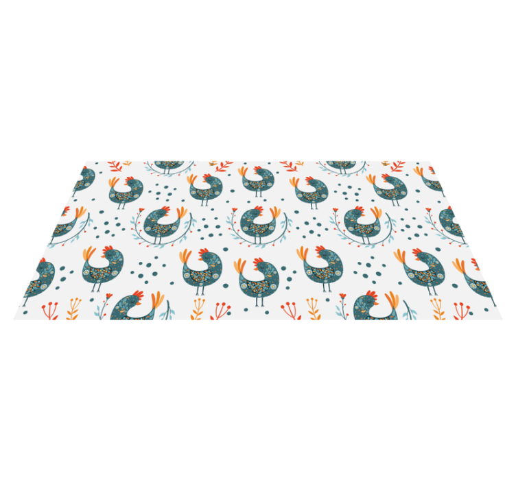 Tappeto vinile fiori galline e fiori - TenStickers