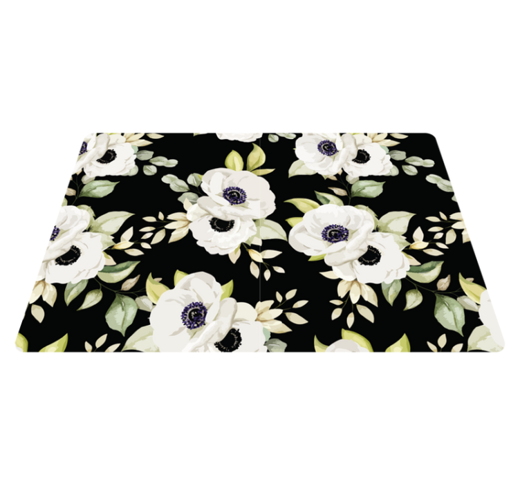 Tappeto vinile fiori stile elegante nero - TenStickers